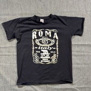Black Fruit of the Loom Roma Italy T-shirt - M
